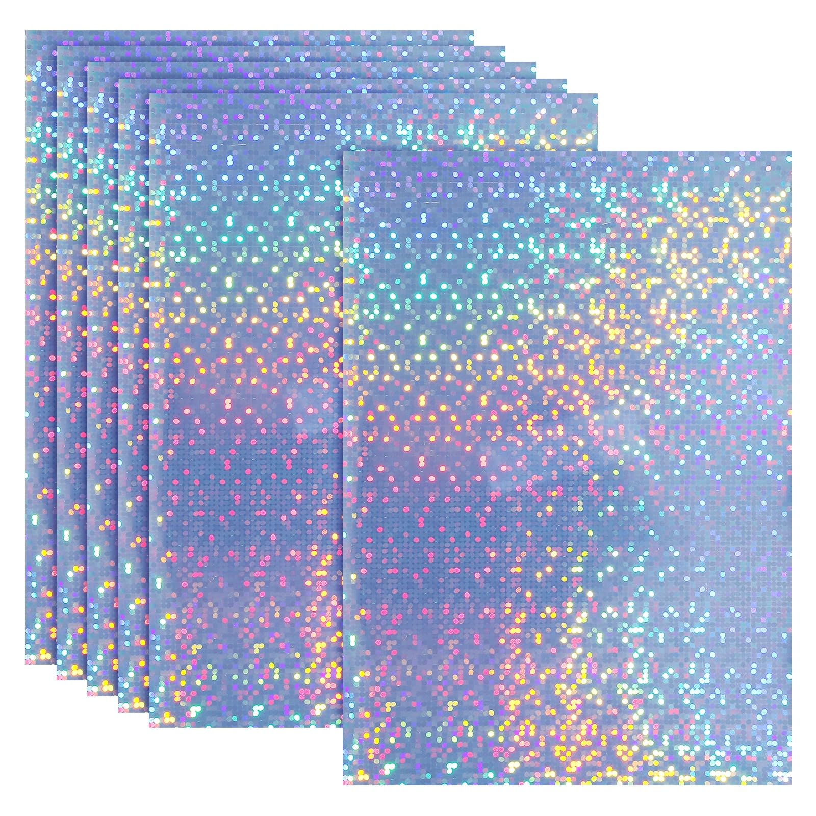 PATIKIL 12x8 Inch Printable Holographic Sticker Paper, 6 Sheets Vinyl Sticker Paper A4 Waterproof Quickly Sticker for Laser Printer Inkjet Printer, Bubble Pattern