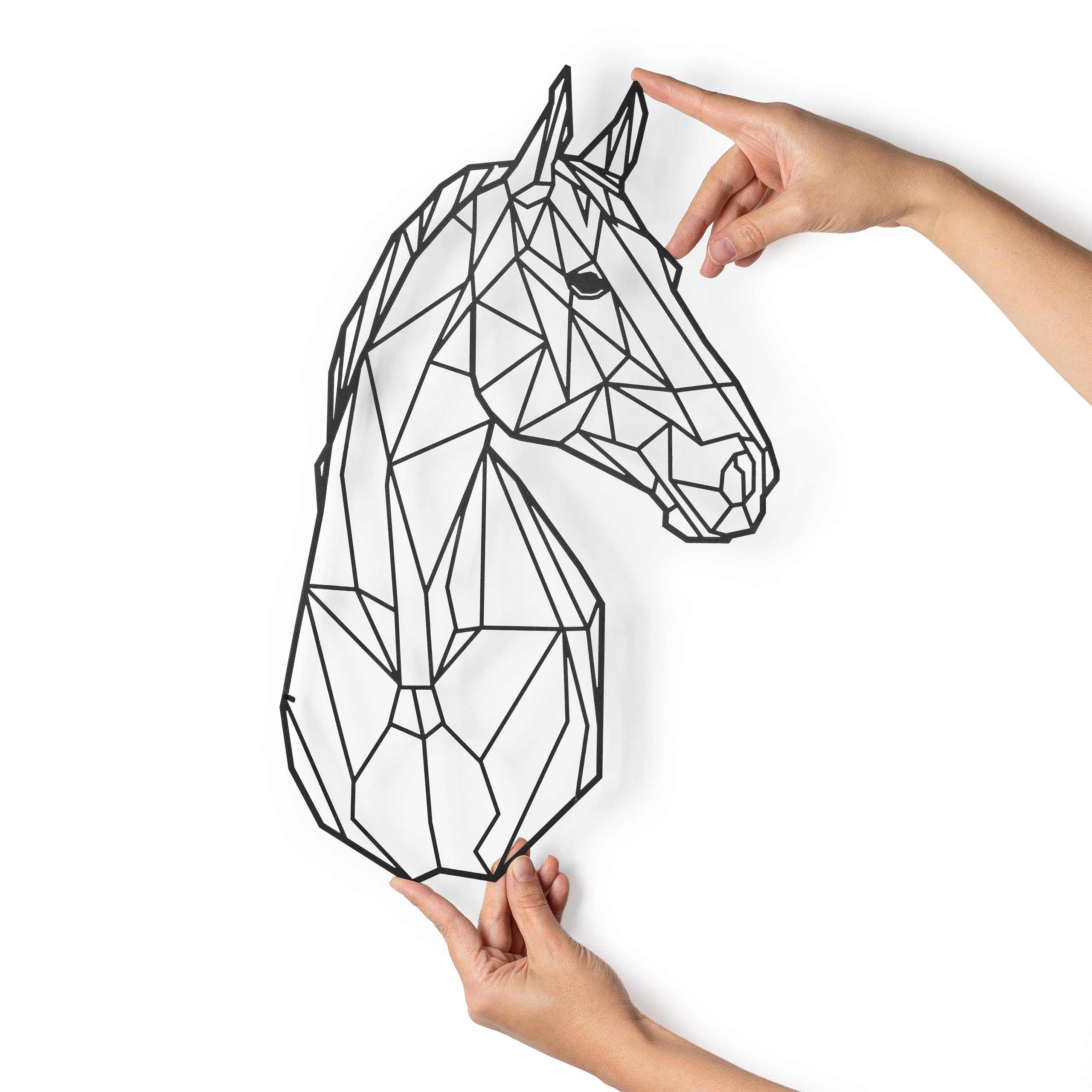 keluly Decorazione in metallo - Scultura da parete galleggiante, con ombre, in acciaio (43 x 31 cm, cavallo)
