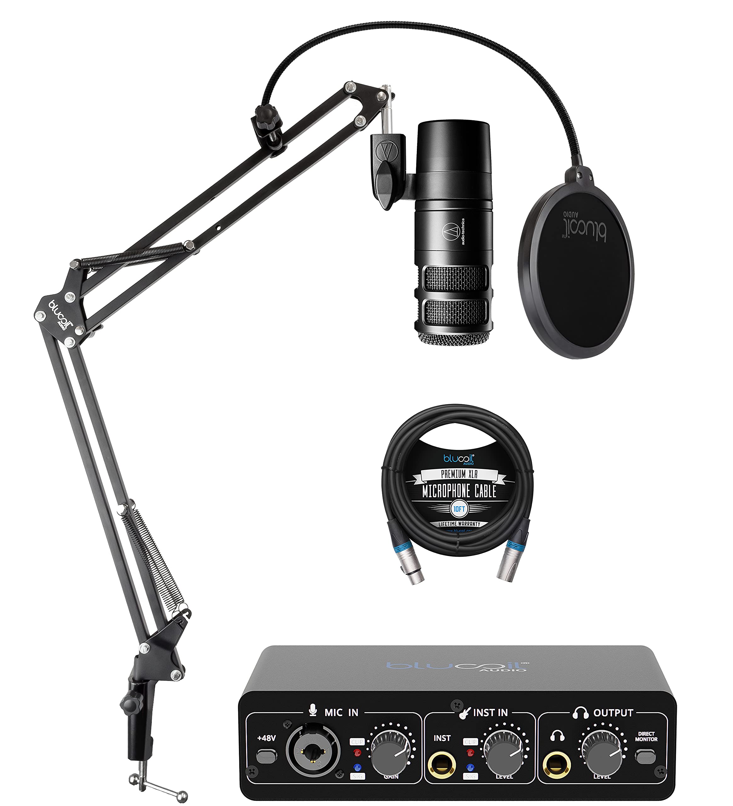 Audio Technica AT2040 Hypercardioid Dynamic Podcast Microphone with XLR Connection, Integrated Shock