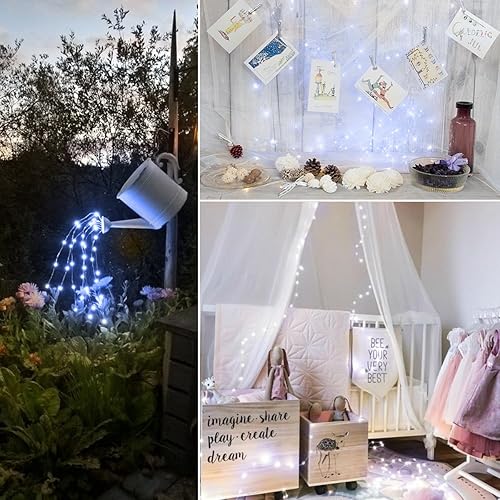 Miniatura 9 de AMIR Cadena de luces solares mejoradas para exteriores mini 33 pies 100 luces LED de alambre de cobre luces de hadas alimentadas por energía solar