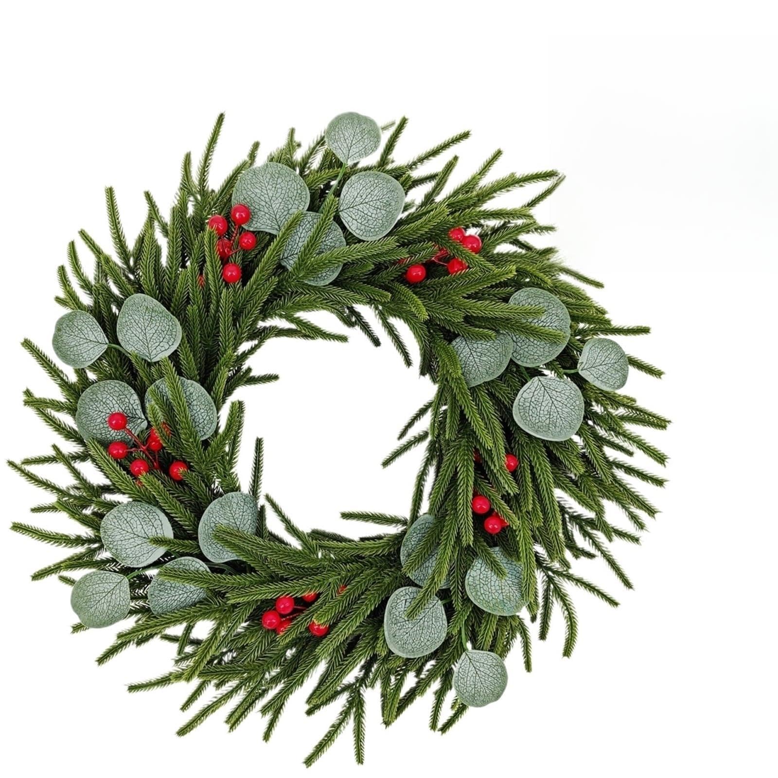 Door Wreath 50cm Artificial Garland Green Christmas Wreath Window Door Hanging Ornaments Navidad New Year Home Decorations