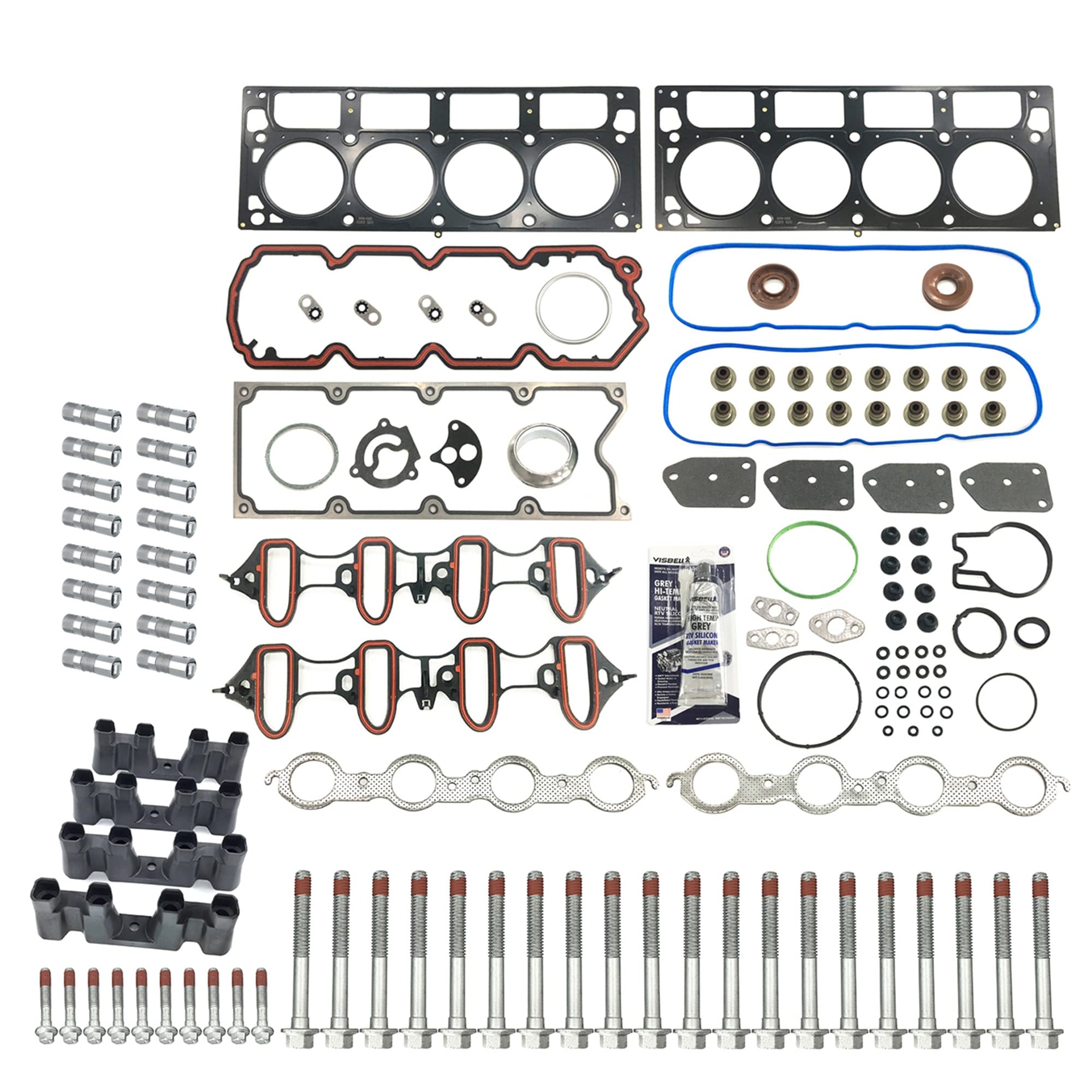 Partsflow Head Gaskets Set w/Bolts Lifters For Chevy Colorado For GMC Canyon For GMC Sierra For Hummer H3 For Hummer H3T For Isuzu Ascender For GMC Envoy XL For Chevrolet Trailblazer EXT 4.8L,5.3L