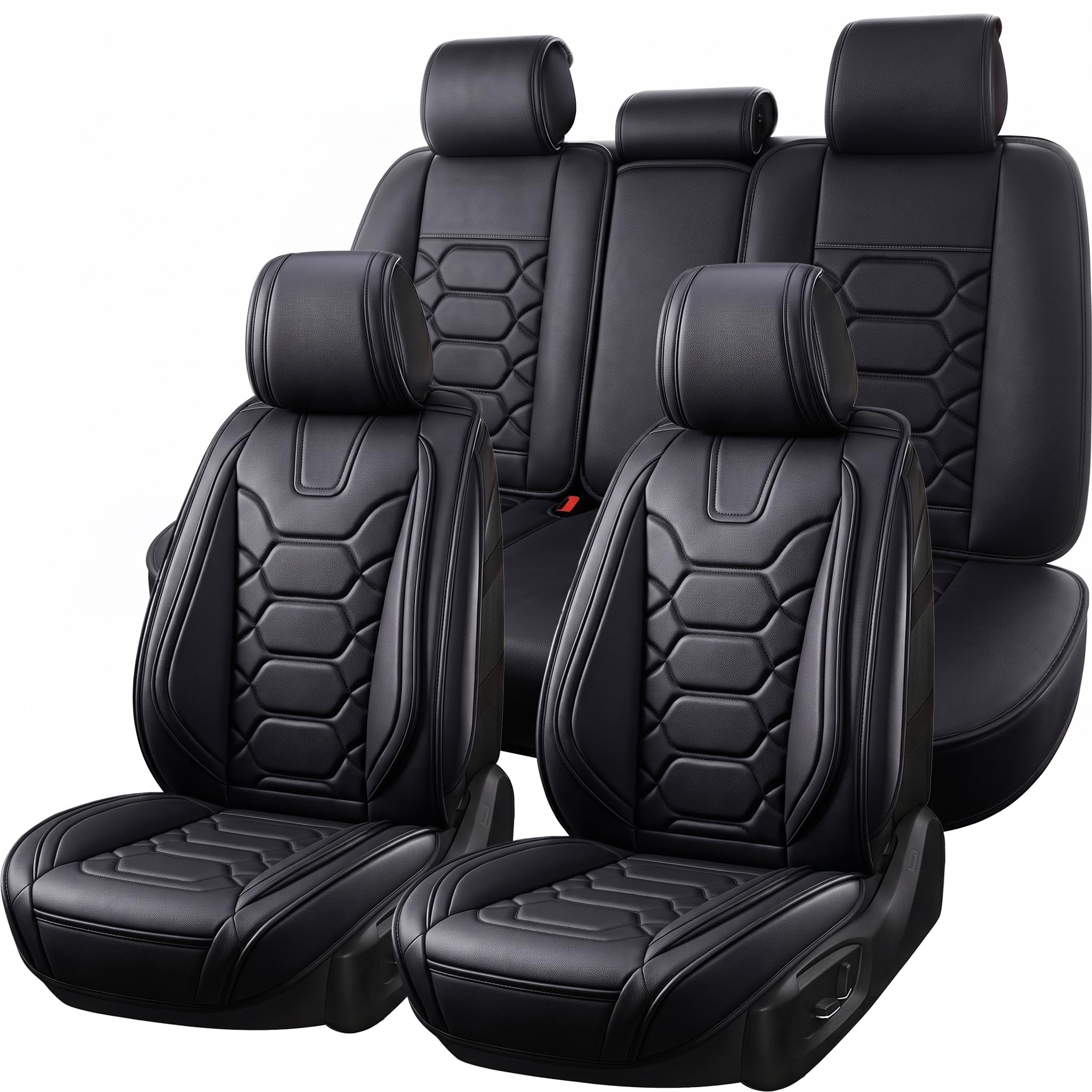 OASIS AUTO Car Seat Covers Full Set, Waterproof Faux Leather Seat Covers for Cars Universal Fit for SUV, Truck, Sedan, Black Premium Car Seat Protector with Front & Back Cushions — Amazon image 22