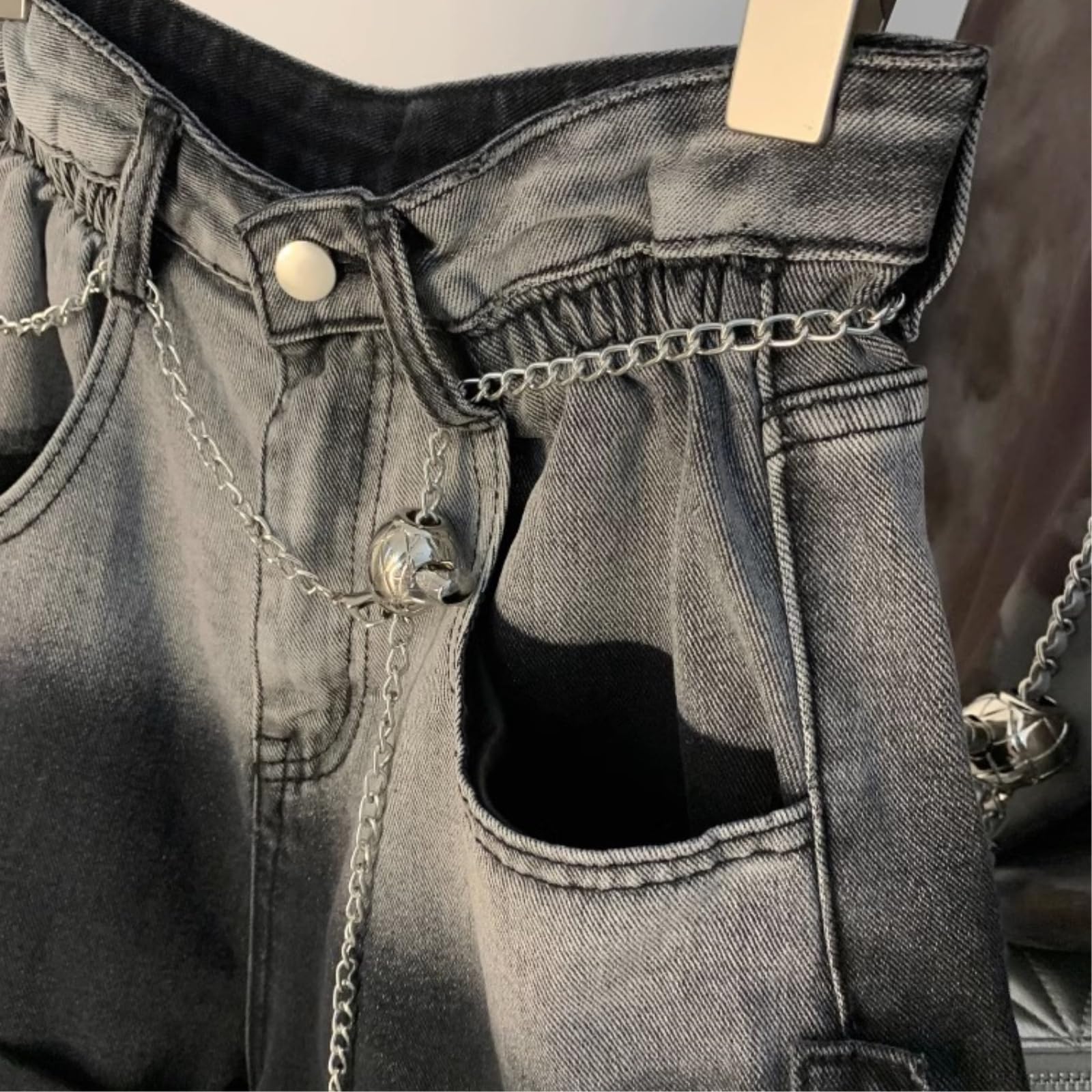 Shorts Jeans Donna Gradiente Alta Vita Larga Gamba Denim Donne Estate Sciolto Casual A-Line Pantaloni Femminile Jean Street Wear-Black Grey Shorts-XL