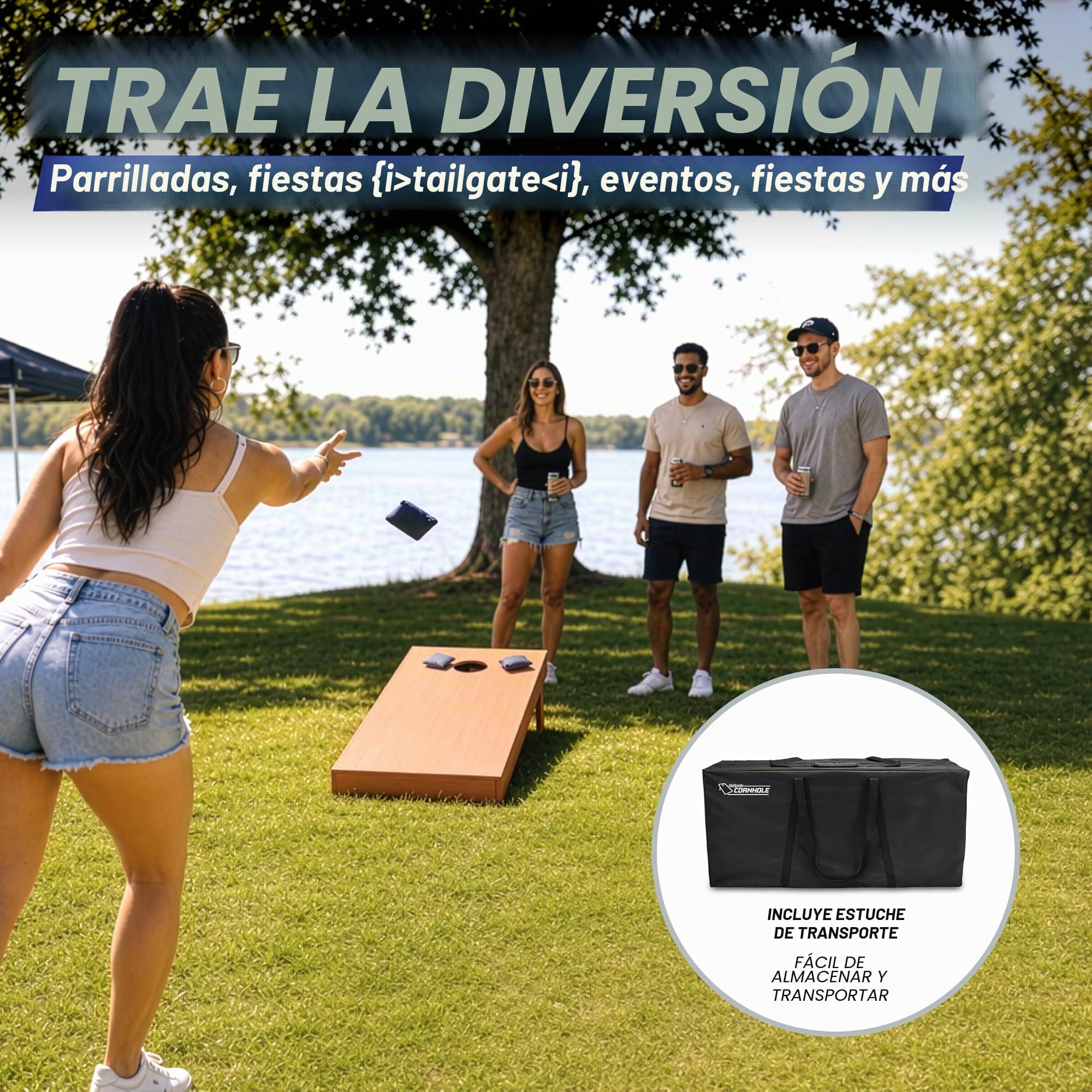 GoSports Juegos de Cornhole - GoSports Juego de Tablas de Cornhole de Grado Profesional de 4 x 2 pies, Tablas de Lanzamiento de puf Premium de tamaño reglamentario Completo Unisex Adulto