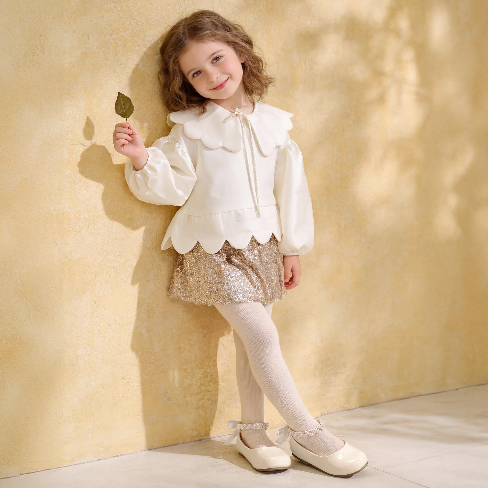 DREAM PAIRS Ballerine Mary Jane per bambine con fiori, con cinturino alla caviglia e fiocco in raso, per matrimonio/festa