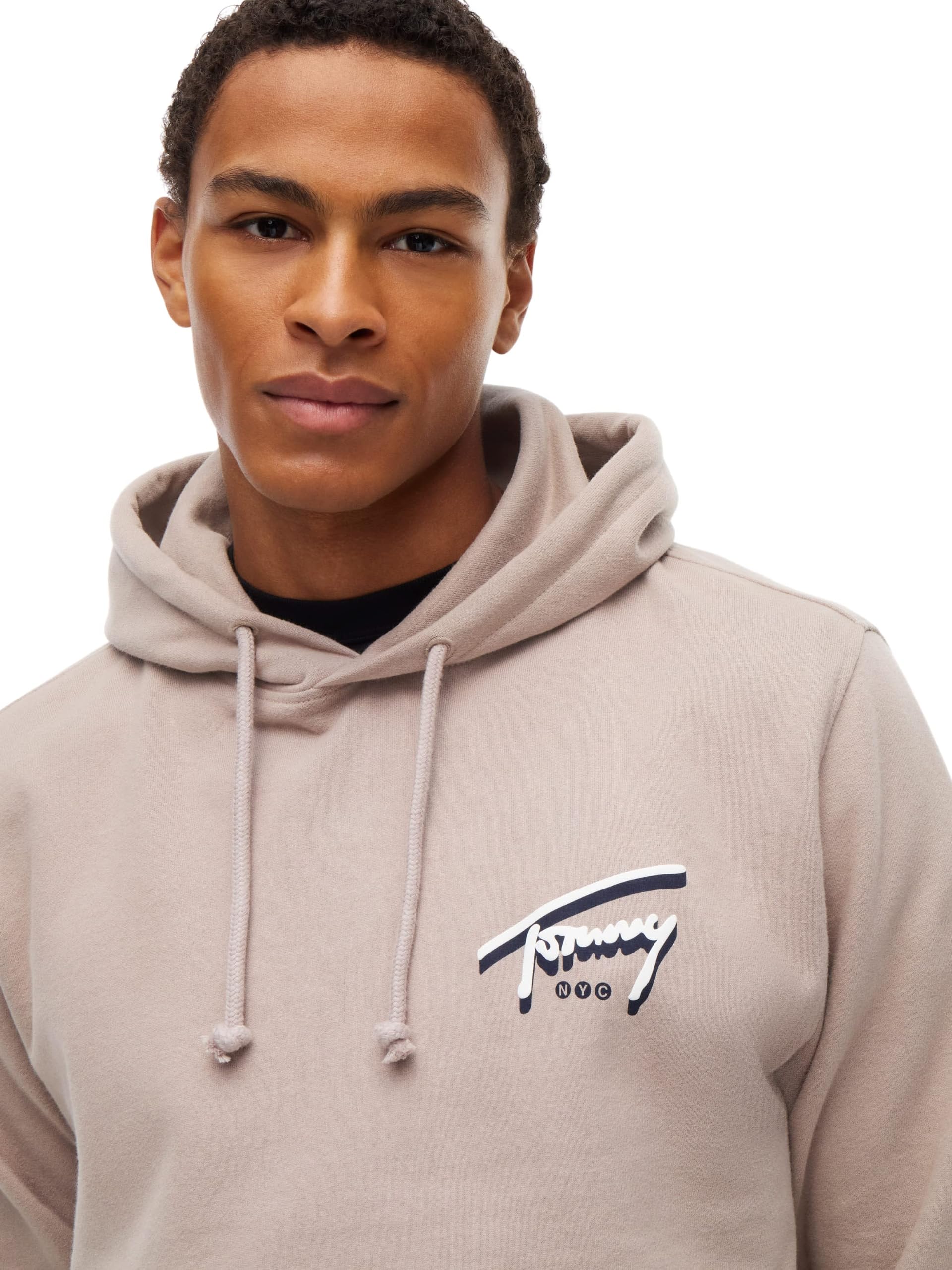 Tommy Jeans Men Sweatshirts TJM REG NYC Signature Hoodie EXTDM0DM23583 Grey (Limestone Dust), 3XL