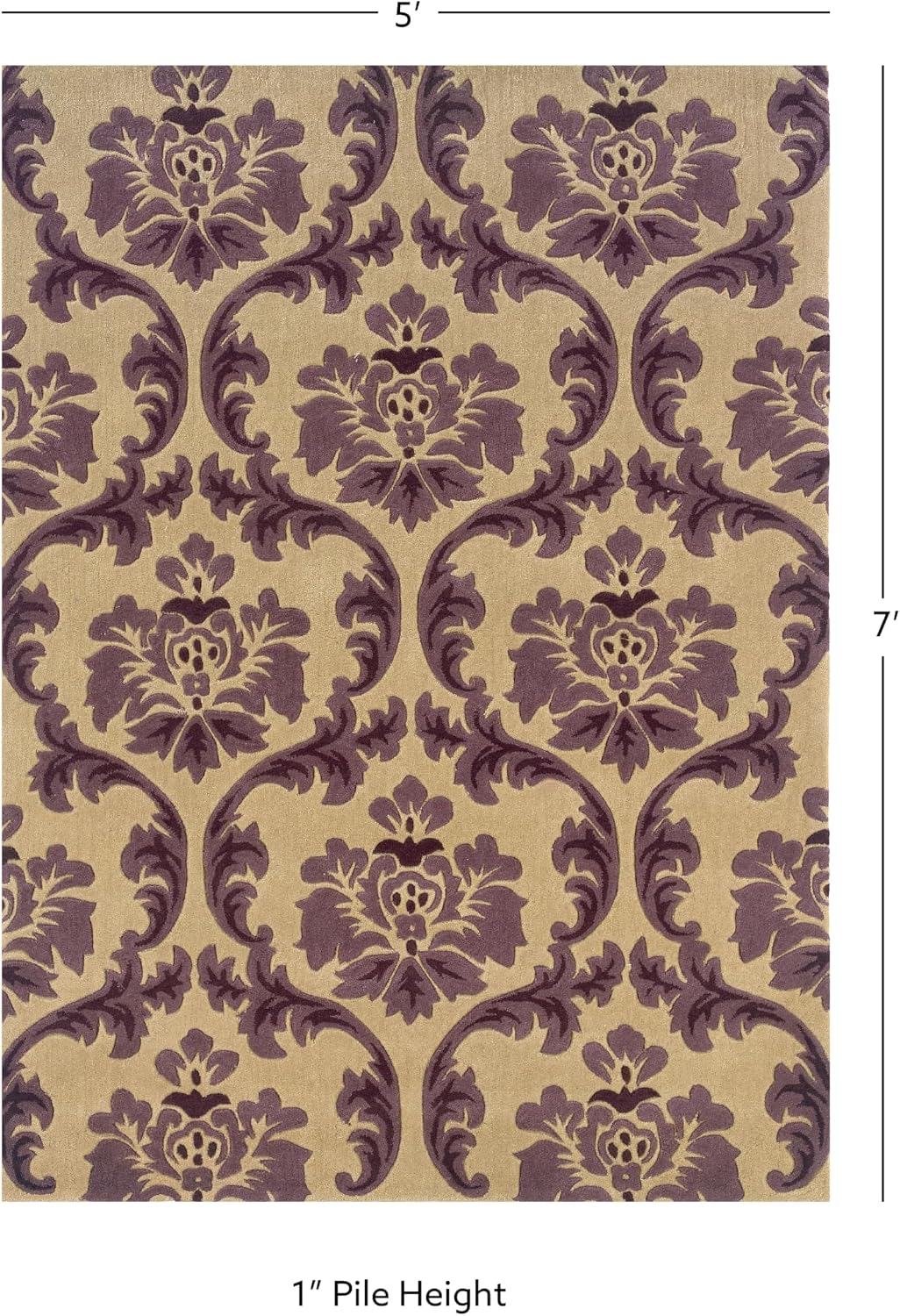 Linon RUG-TARL0557 Trio Collection, Off/White, 5 x 7