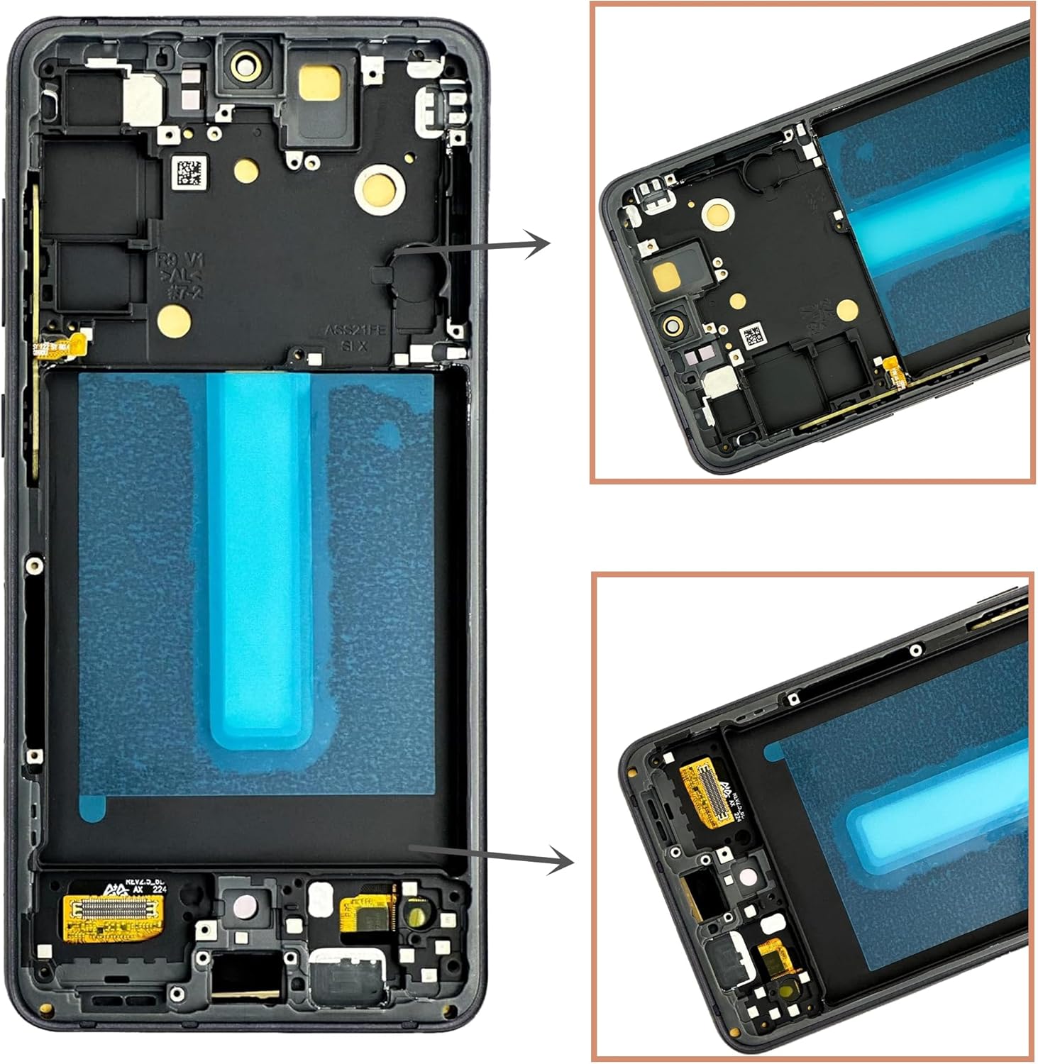 OLED for Samsung Galaxy S21 FE 5G Screen Replacement for Samsung S21 FE Screen Replacement Black with Frame SM-G990U SM-G990B Display Touch Screen Assembly Repair Parts with Fingerprint