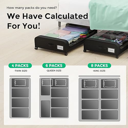 Miniatura 7 de Paquete de 2 contenedores de almacenamiento debajo de la cama con ruedas, contenedores de almacenamiento de gran capacidad debajo de la cama con