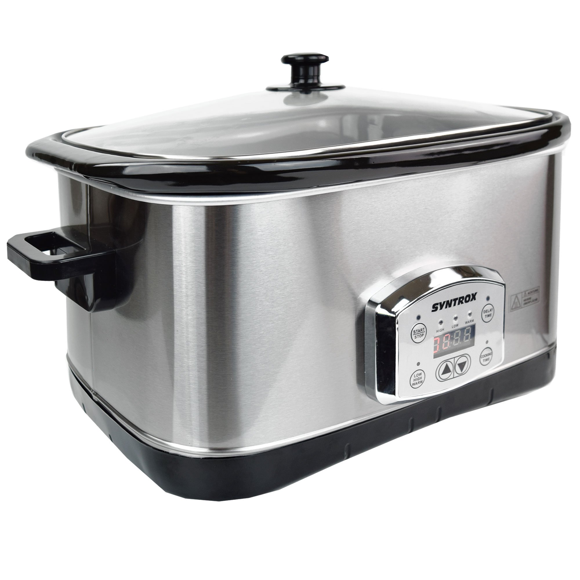 Syntrox Germany Digitaler Slow Cooker Schongarer 7,5L mit 3 Heizstufen, Timer und Warmhaltefunktion - Leistung 320 Watt