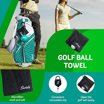Swish Portable Golf Ball Cleaner Clip-On Golf Accessory for Bag or Cart Perfect Golf Gift
