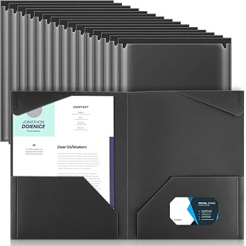 Henoyso 36 Pack Black Plastic Folder with Clear Front Pocket