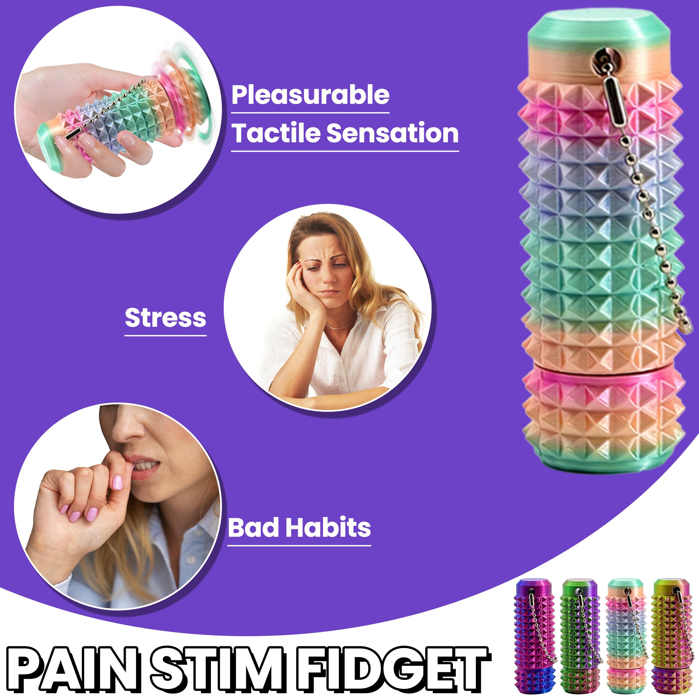 Little Ouchies Pain Fidget Toys z wałkiem, zabawka antystresowa i skupiająca się na gradiencie kolorów, dla dorosłych i nastolatków, 4-pak
