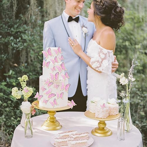 Miniatura 3 de 30 adornos de mariposa para tartas 3D moradas y doradas, decoración de pasteles de fiesta de cumpleaños, suministros para aniversario, boda, fiesta,