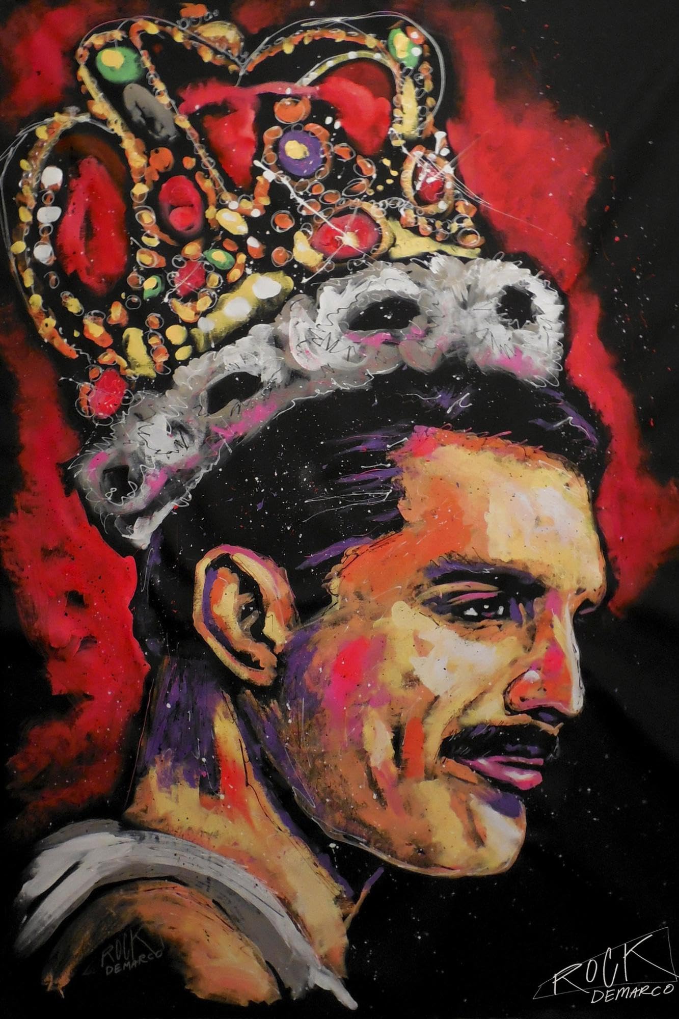 Wall Giclee Print Freddie Mercury Painting 002 by Rock Demarco, 24x36