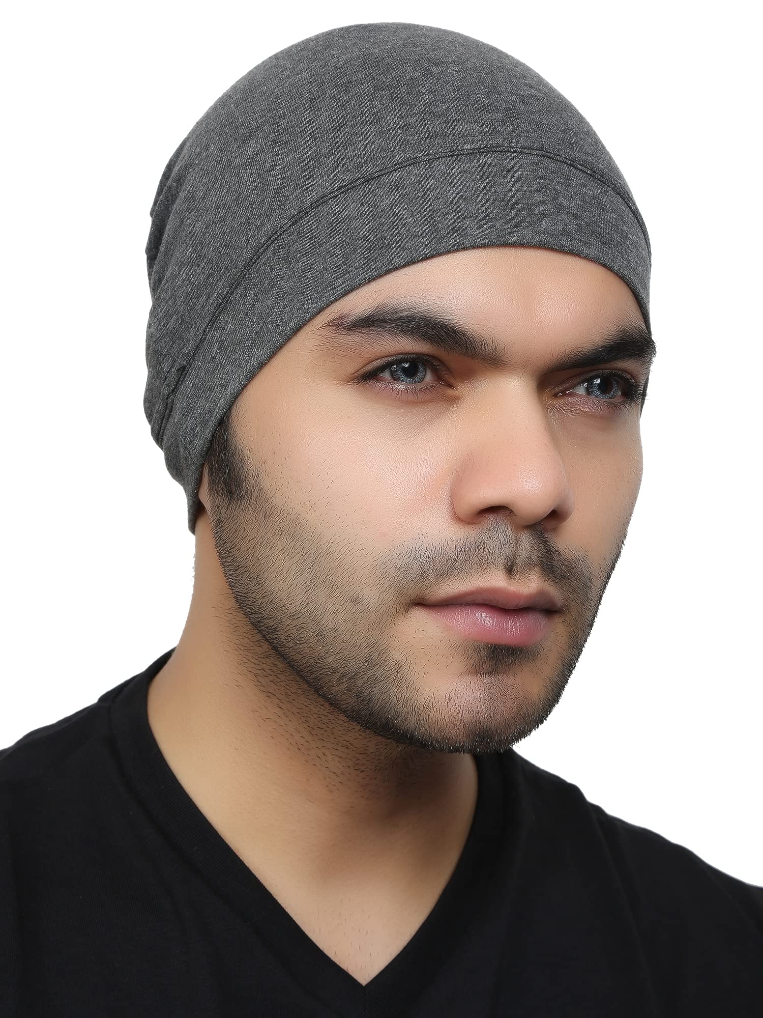 BISMAADH Soft Cotton Sweat Wicking Unisex Helmet Liner Skull Cap for Running, Cycling & Sun Protection Free Size (Storm Dark Grey) 2