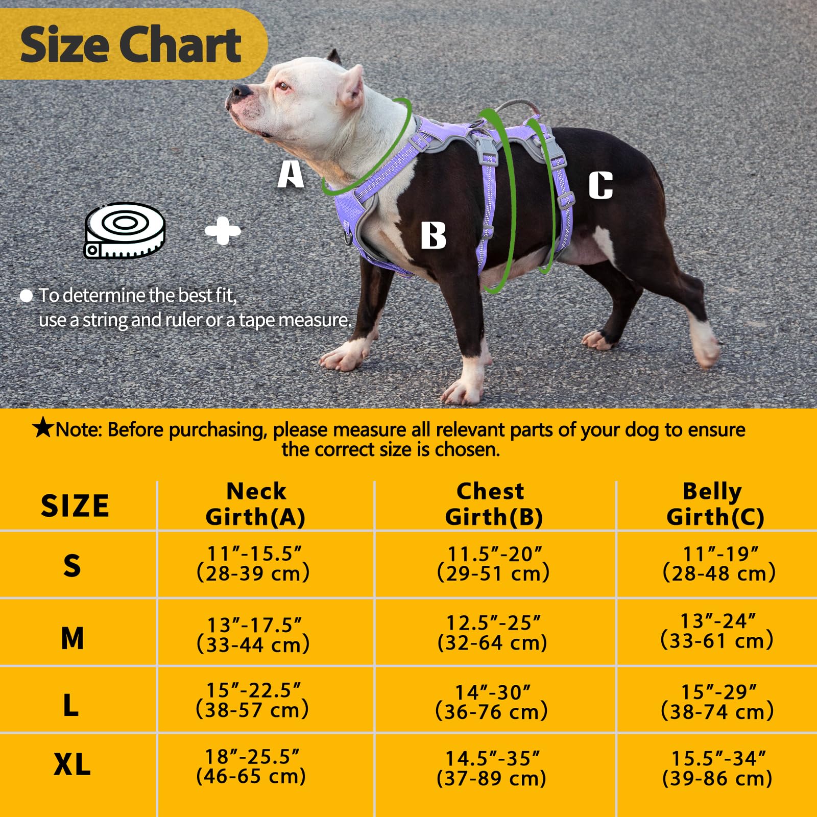 Huntboo Escape Proof Dog Harness, Escape Artist Harness, Reflective Harness with Padded Handle, Breathable, Adjustable Vest for Medium Dogs Walking, Training, and Running Gear (Lavender Purple,XL) - image 6
