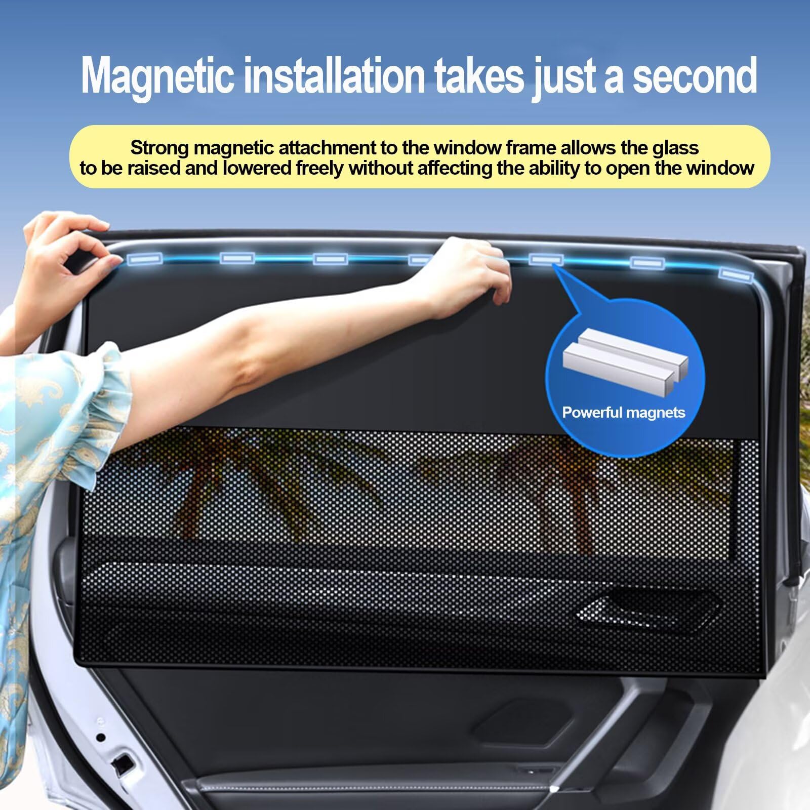 Solo Compatible con Mercedes GLC Coupe 220d 2023 Set de 4 Parasoles Magnéticos para Ventanas Laterales de Coche, Protección UV y Privacidad, Cortinilla Solar, Instalación Rápida