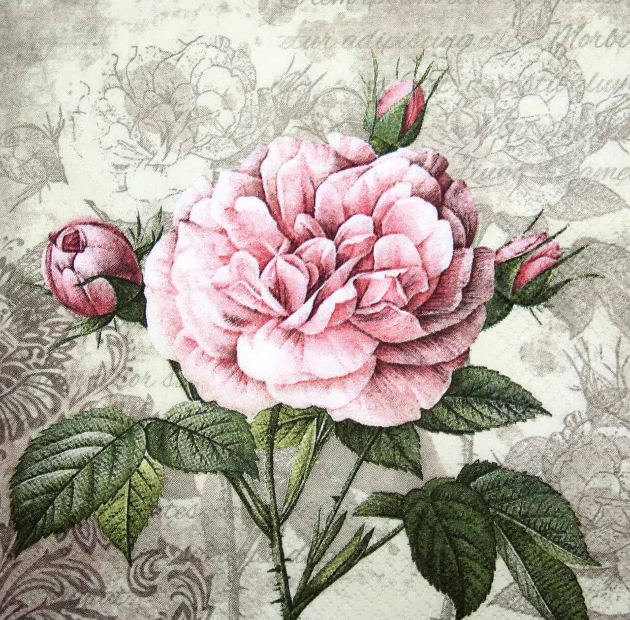 Set of 2 Individual Decoupage Paper Party Napkin Pink Roses Flower Watercolor Decor Luncheon Napkins for a Birthday Holiday, Wedding, Cocktail Party