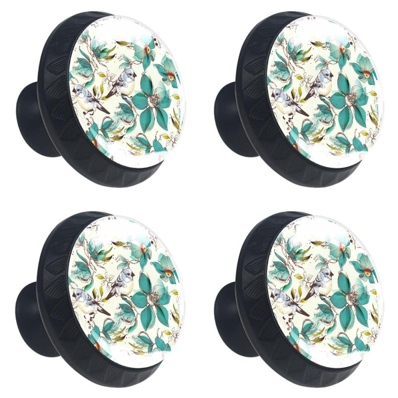 Boutons de tiroir vintage en cristal avec motif floral lot de 4 pièces 30 mm
