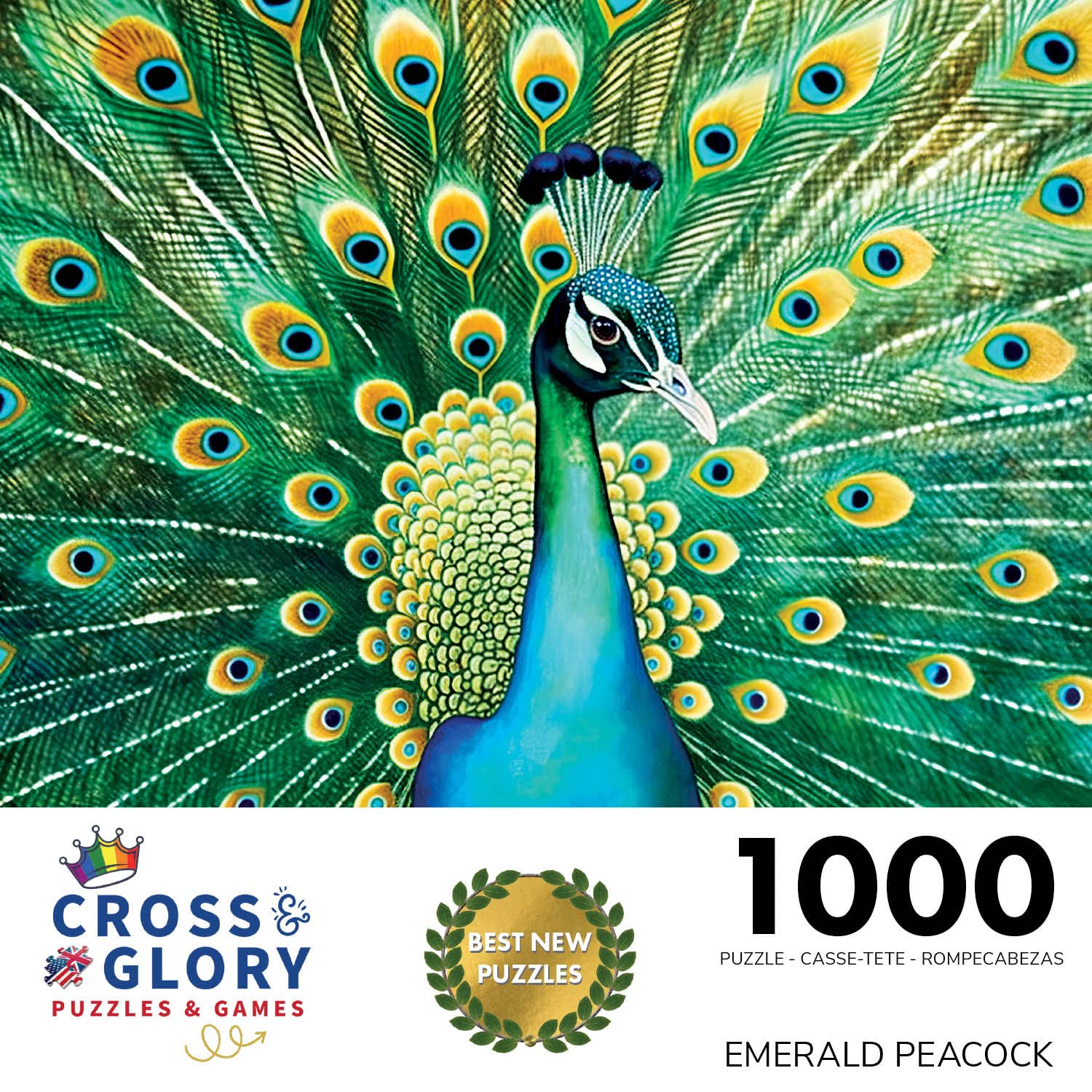 Amazon.com: Cross & Glory - Emerald Peacock - 1000 Piece Jigsaw