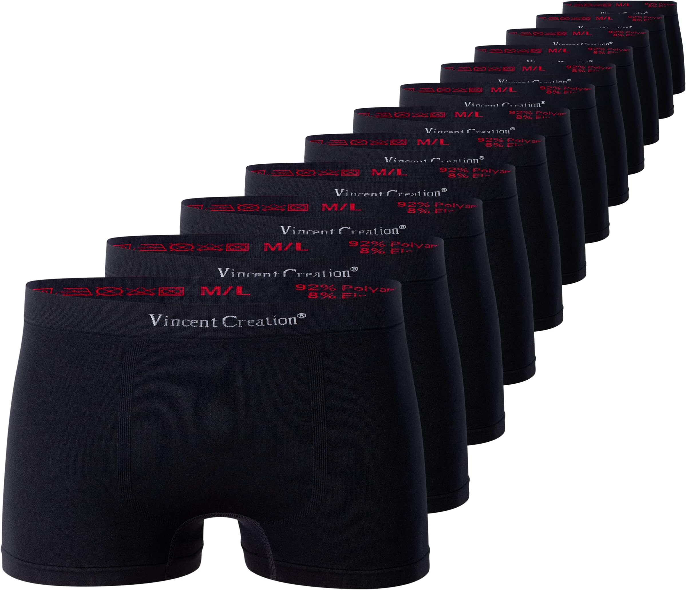 Vincent Creation Pack of 12 Men's Seamless Boxer Shorts, Seamless Retro Shorts, Smooth Soft Microfibre