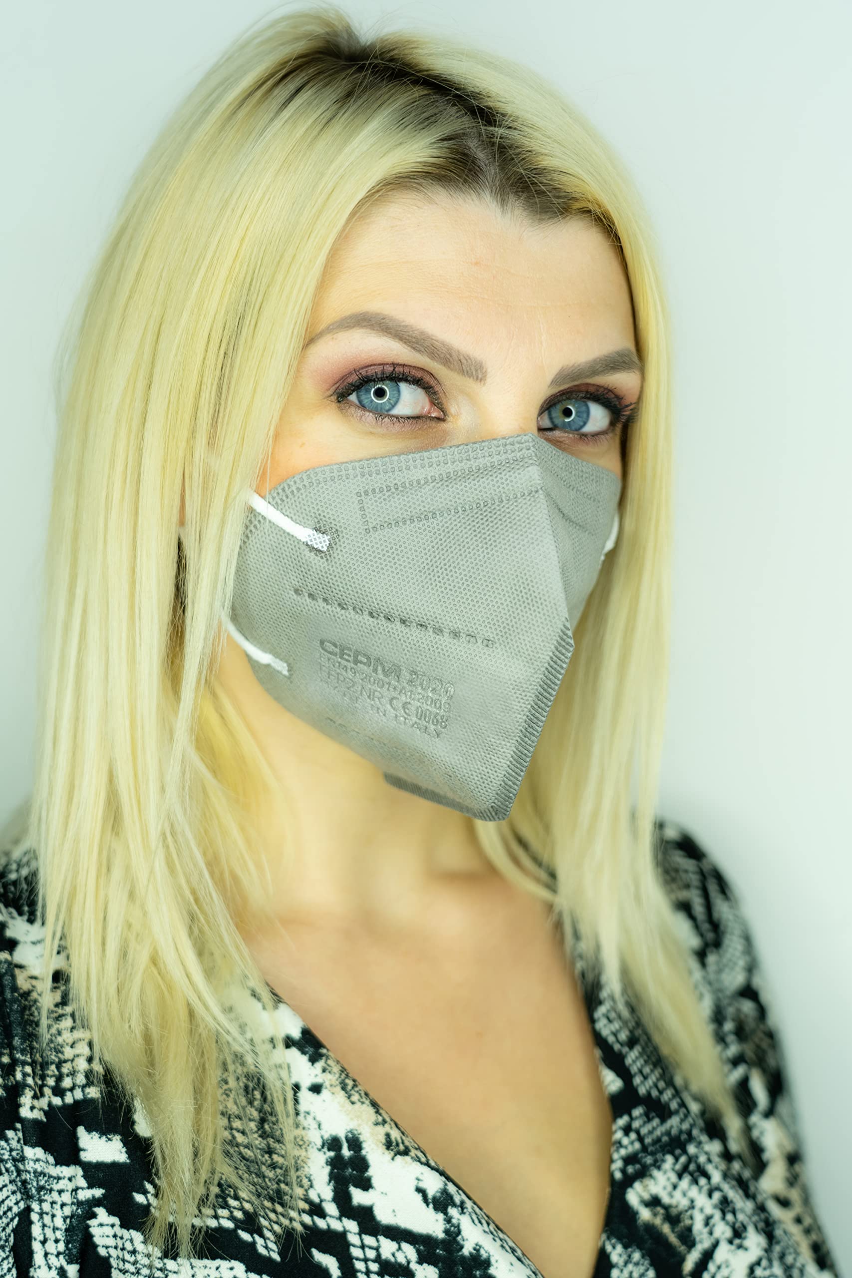 Gima CEPM Comfymask Masque Filtrant FFP2 NR, Fabriqué en Italie, 5 couches, Couleur Gris Clair, Barrette Nasale Conformable, avec élastiques, certifié EPI, 20 Masque dans des sachets de 2 pièces