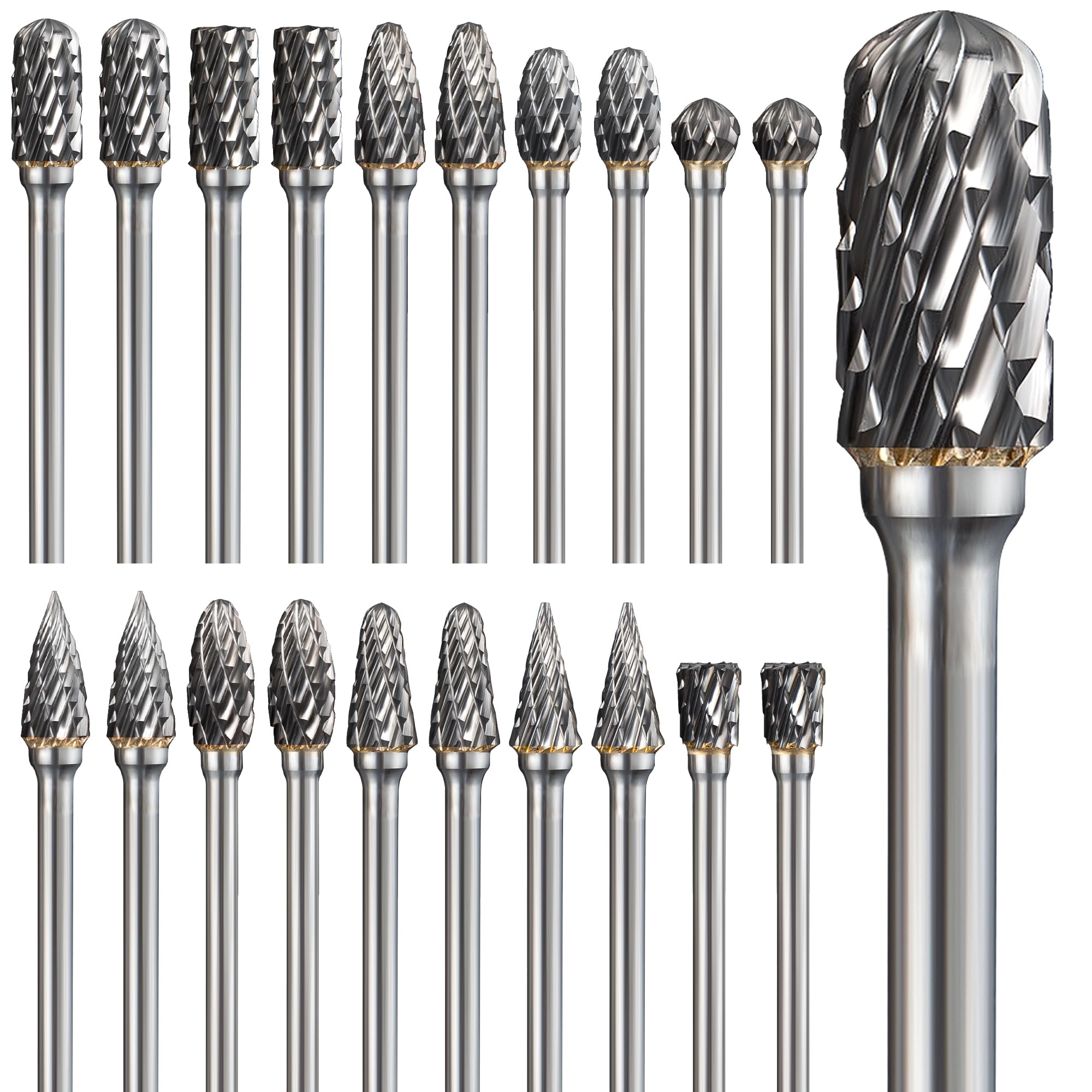 20Pcs Carbide Burr Set 1/8" Shank Compatible with Dremel Rotary Tool
