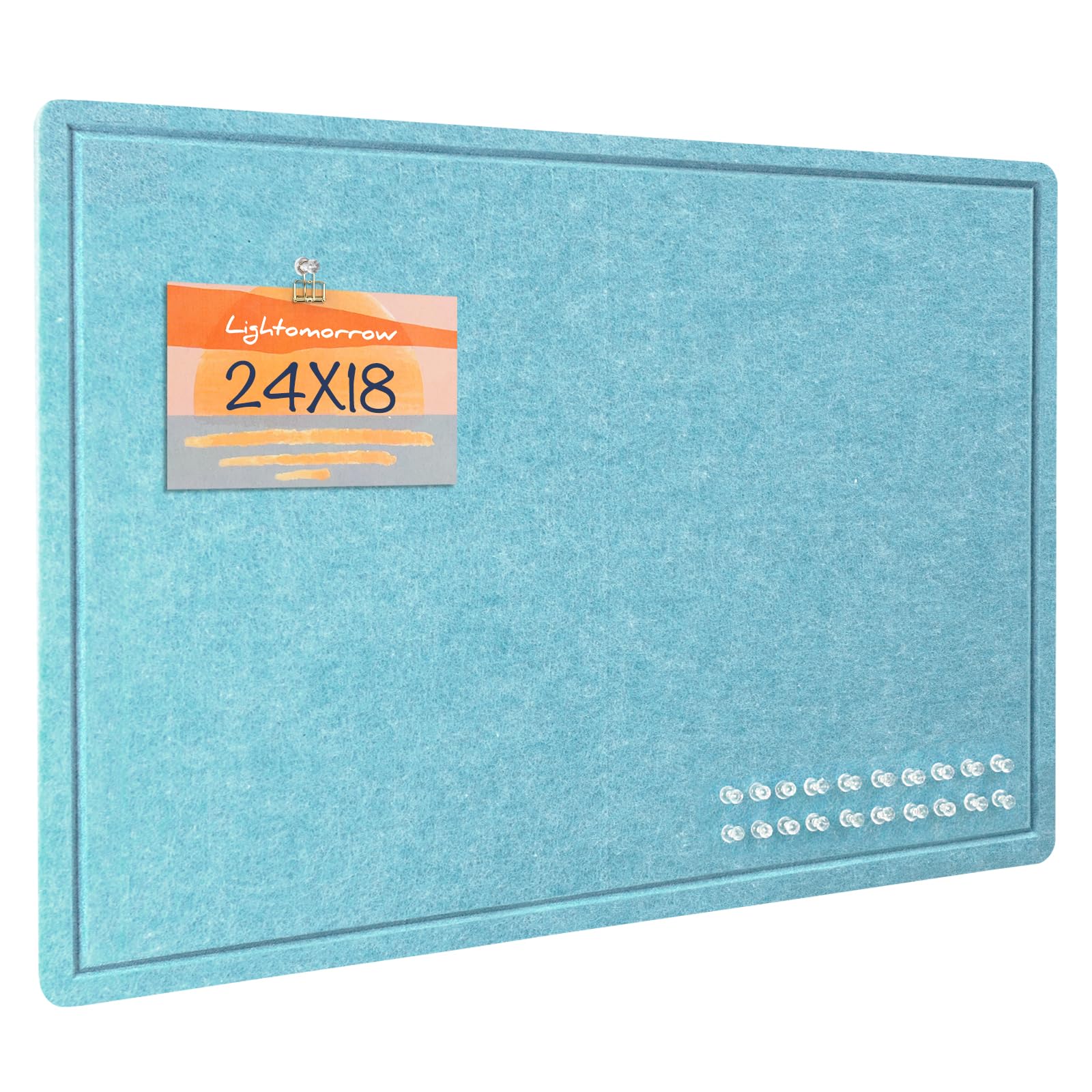 Bulletin Board, 60 x 45 cm Decorative Felt Pin Board, Vision Board Cork Board Alternative for Wall, Foldable Photo Board with 20 Pushpins - Turquoise Blue โ image 1