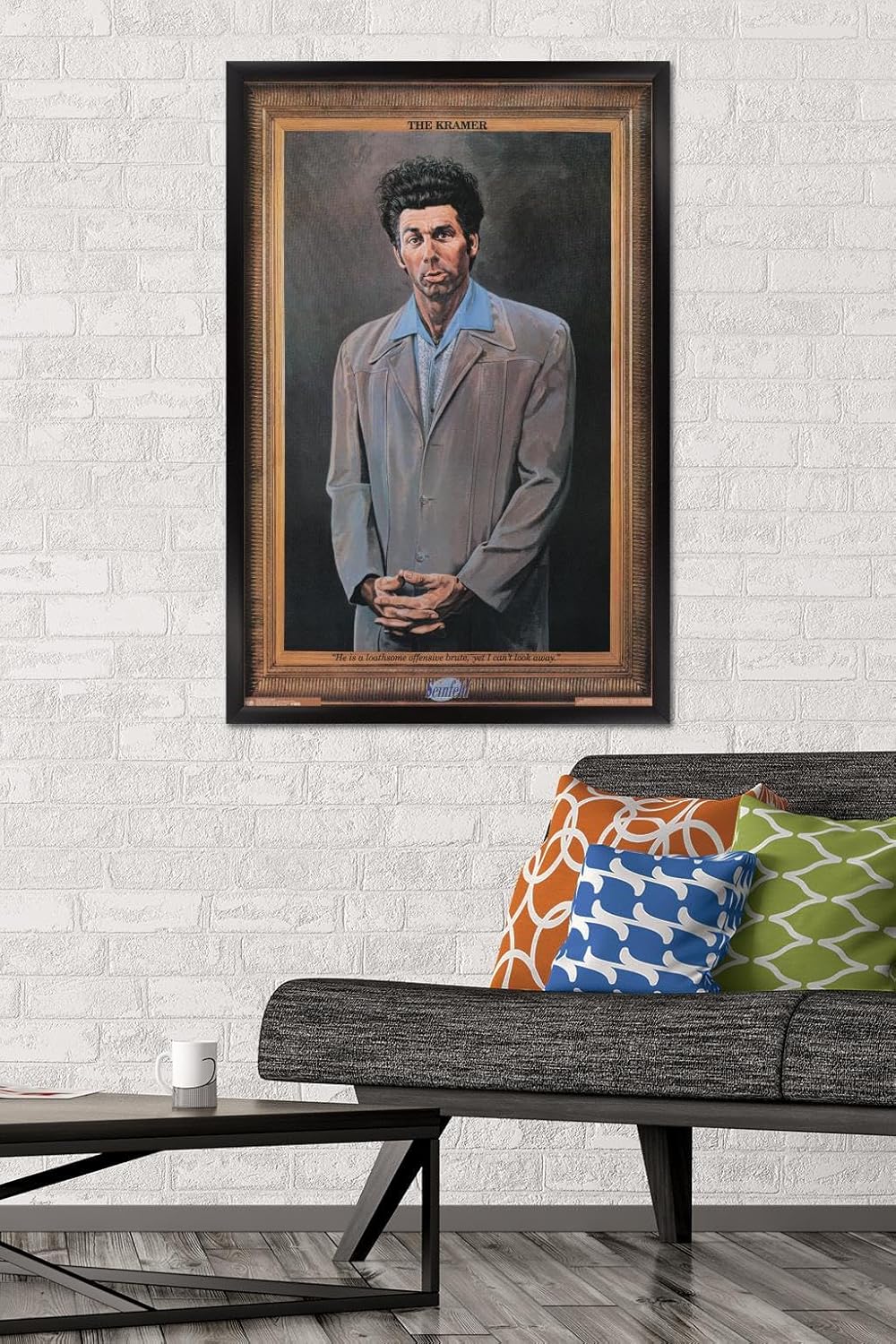 trends international seinfeld - kramer wall poster, 22.375" x 34", black framed version black framed version 35.8"l x 24.3"w