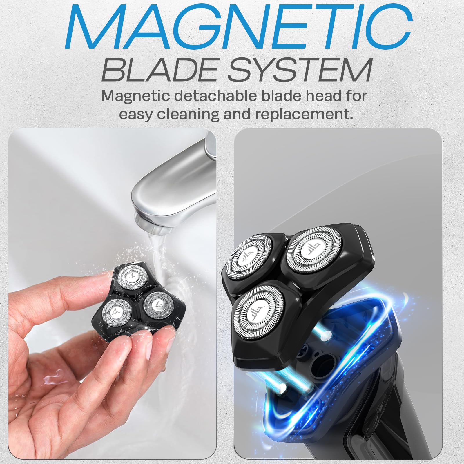 MK8 - Afeitadora facial giratoria de alta calidad, afeitadora eléctrica recargable en húmedo y seco con recortadora emergente, maquinilla de afeitar eléctrica para hombres, impermeable, 3