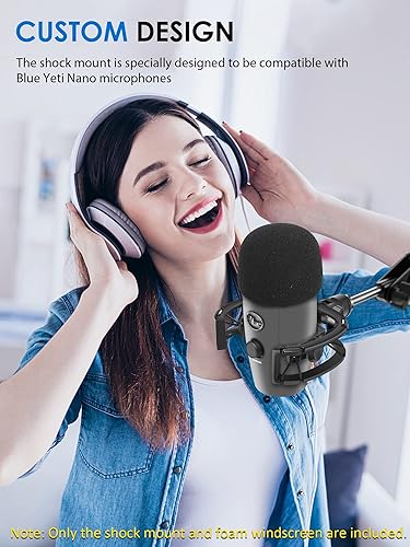 Miniatura 2 de Yeti Nano Shock Mount con filtro pop, construido a medida para Yeti Nano Mic, soporte de suspensión antivibración compatible con micrófonos nano