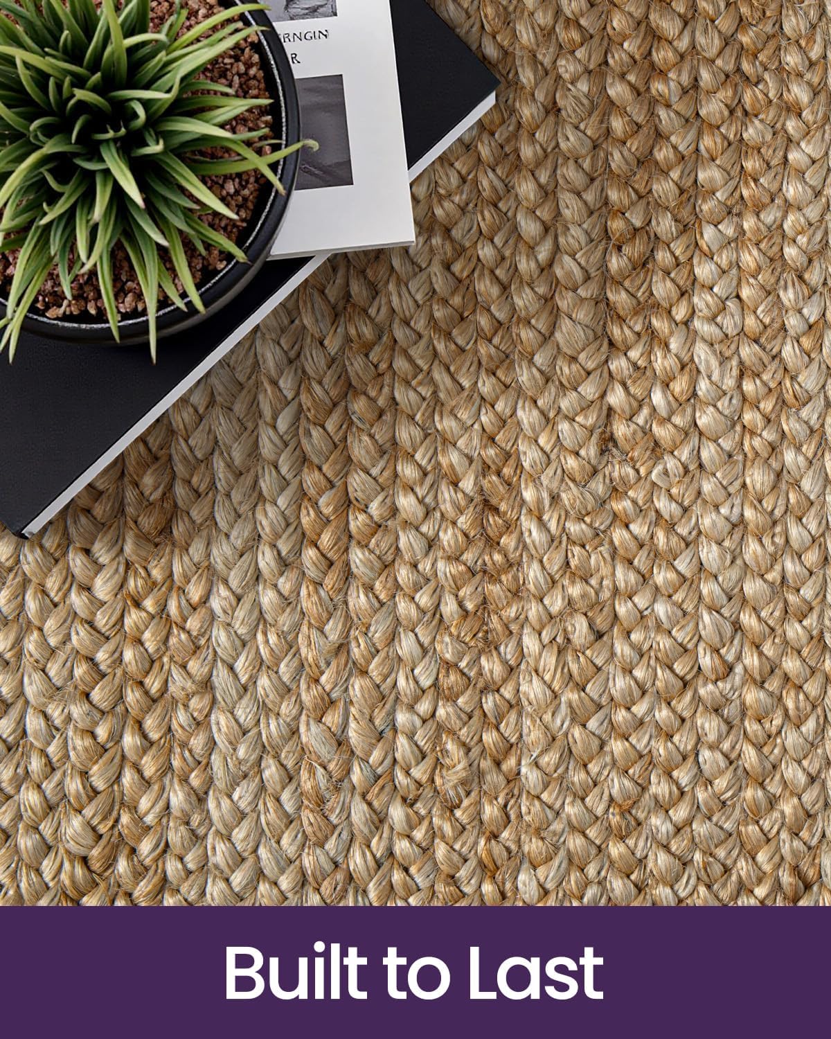 DEXI Jute Area Rug Natural Fiber 5x8 Oval, Woven Braided Durable Farmhouse Design Rugs for Living Room, Bedroom Dinning Room Office Outdoor Patio, Natural