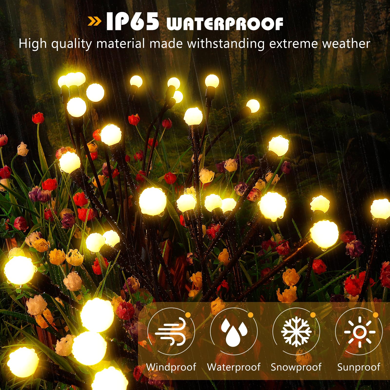 4 Luci Solari Da Giardino 10 LED Fiamma Impermeabile IP65 Luce Calda - Lucciole - Foto 6