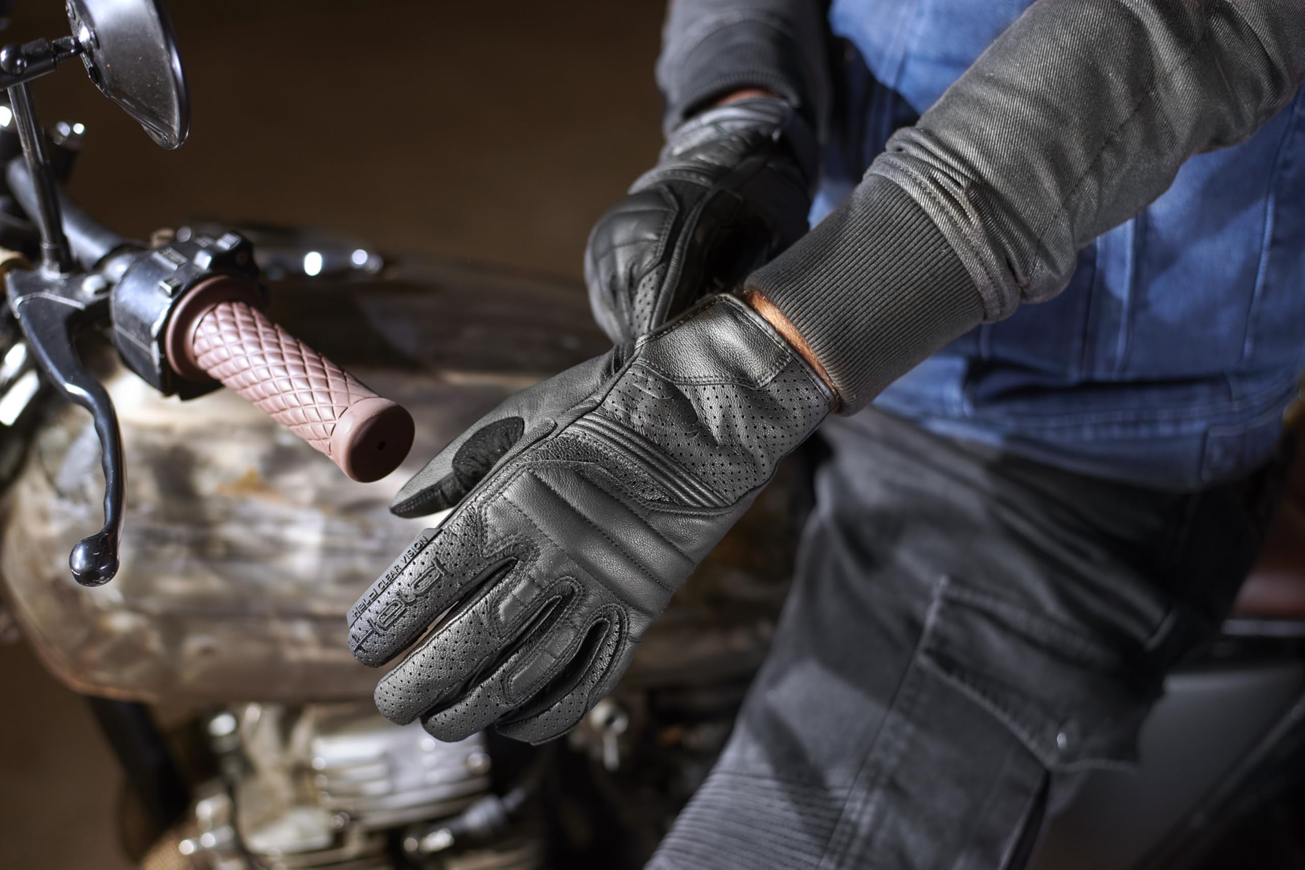 Held Rodney II - Urban Motorrad Handschuhe Herr - Leder Motorradhandschuhe Herren Sommer mit Knöchelschutz CE Zertifiziert - Smartphone Touchscreen Bedienung, Coolmax Futter - Schwarz, Größe 11 | Stretch-Einsätze