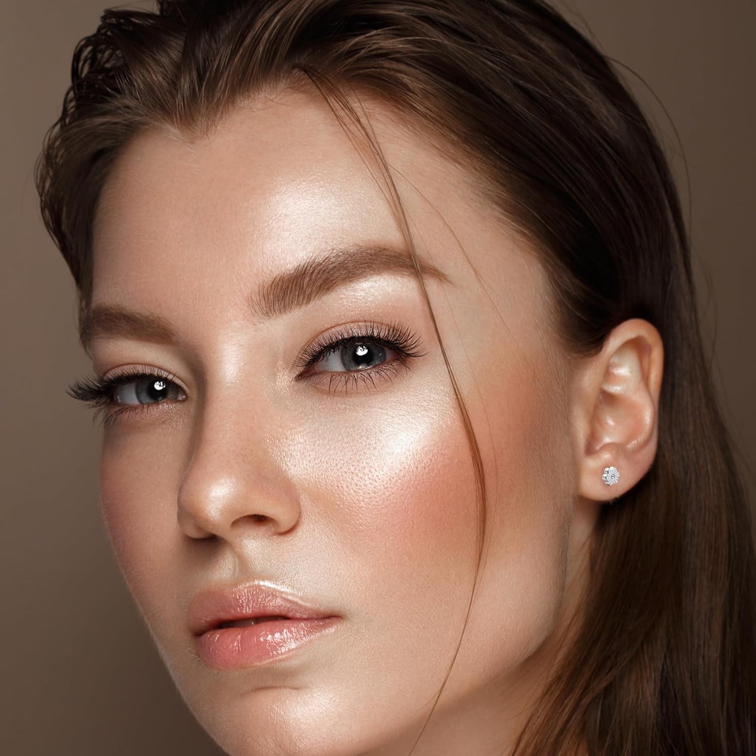 14K Real Yellow Gold Diamond Cut Stud Earrings for Women & Mom - Hypoallergenic for Sensitive Ears for Christmas Gifts - Image 2