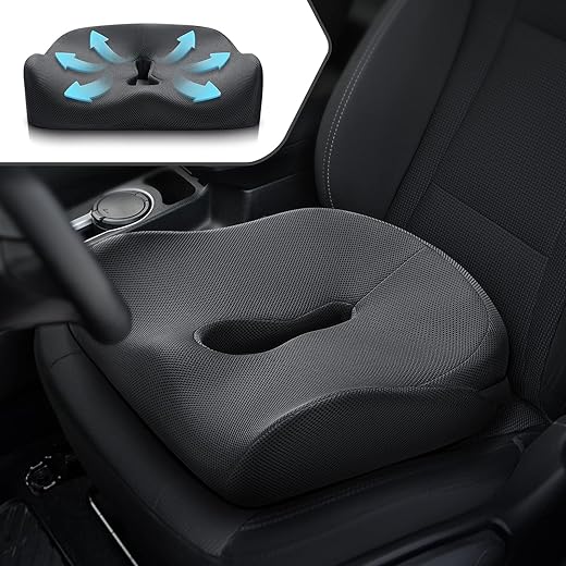 DiffCar 2023 Upgraded Seat Cushion for Coccyx Sciatica Tailbone Pain Relief, Car Accessories Car Seat Cushion for Car Seat Driver, for Truck Driver,Short People,for Office Chair,Wheelchair,Plane