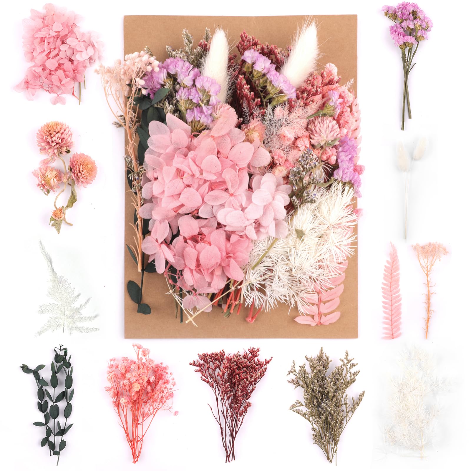 Natürliche Gemischte Getrocknete Blumen zum Basteln - Klein für DIY Epoxidharz Scrapbook Zubehör Handwerk Karten Machen (Rosa)