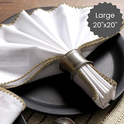 Miniatura 4 de Cotton Clinic Servilletas de tela con ribete  Servilletas de mesa de uso diario  Suaves y duraderas lavables  Ideal para cenas, bodas, Navidad,