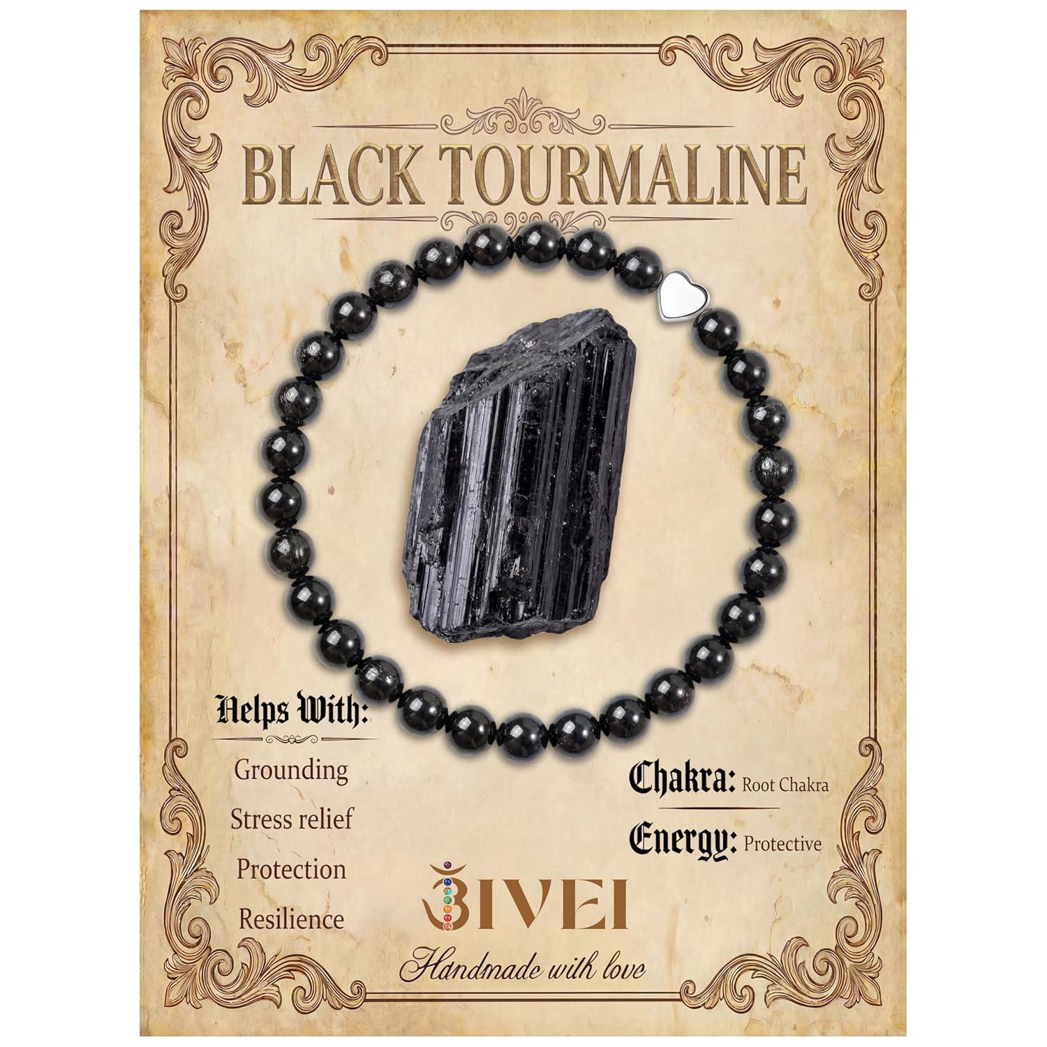 Bivei 6mm Crystal Stretch Bracelets for Women, Handmade Natural Stone Beaded Bracelet, Yoga Protection Jewelry Gift