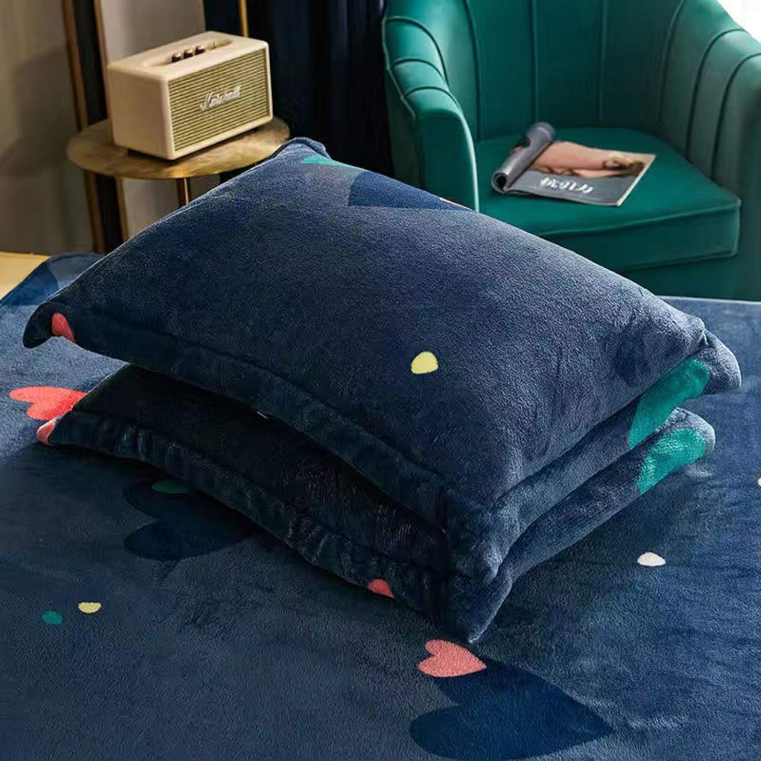 Winter Flannel Warm Pillow Case,48x74cm (19x29inch) Adult Kids Cartoon Pillowcase Universe Planet Dinosaur Print 2pcs48x74cm D