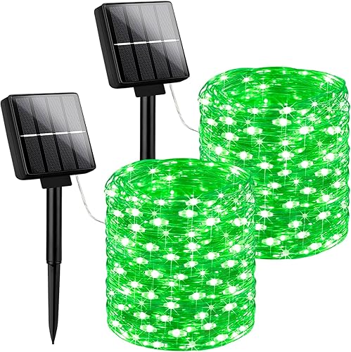 Miniatura 17 de Brightever Luces de Cadena Solares para Exteriores Impermeables, Paquete de 2 Total 80 Pies 200 LED Luces de Hadas Solares para Exteriores con 8