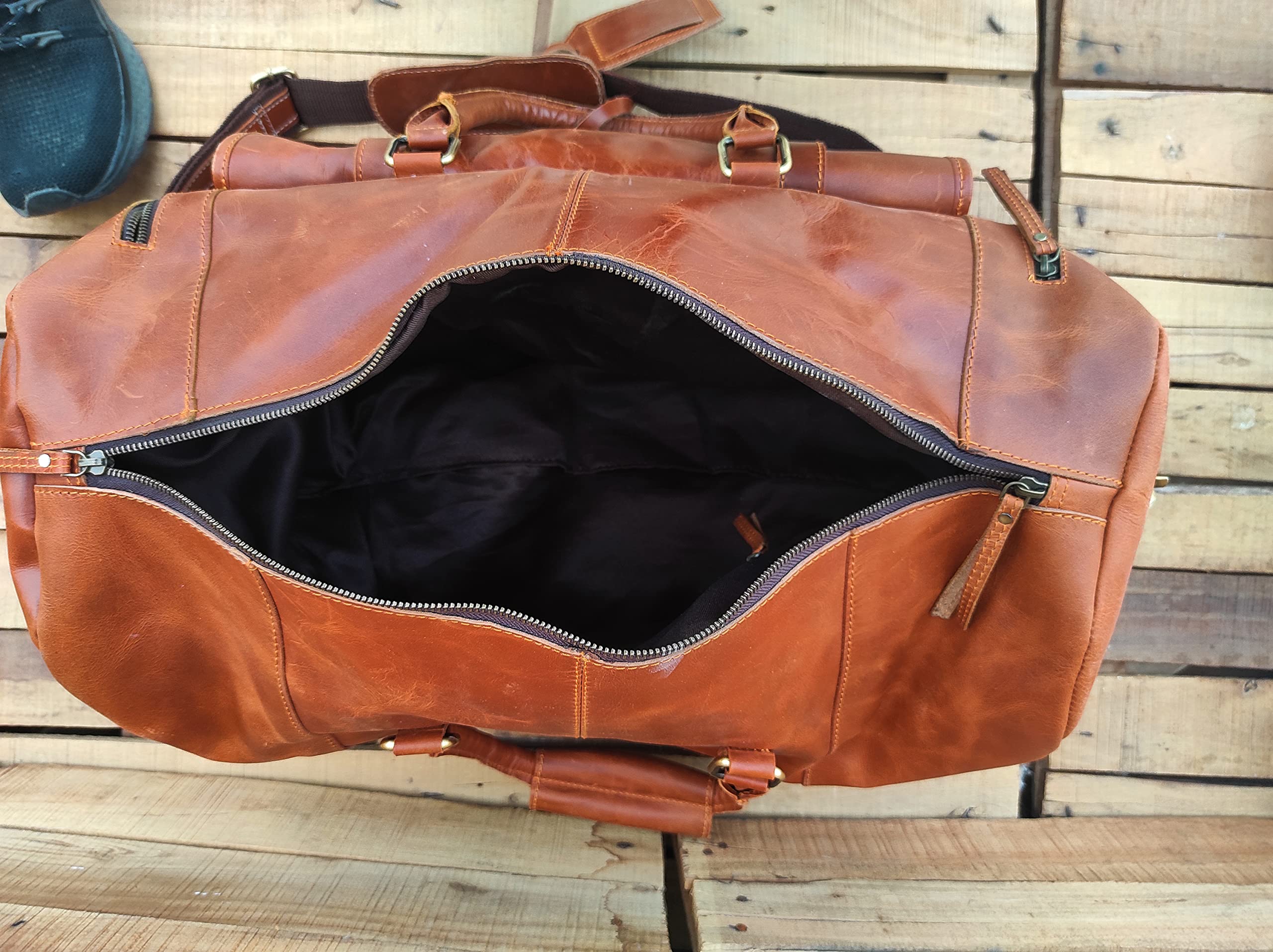 Borsone da Viaggio in Pelle con Scomparto per Scarpe per Uomo e Donna in Pelle Pieno Fiore Borsone da Viaggio in Pelle per il Fine Settimana Borsone Sportivo da…