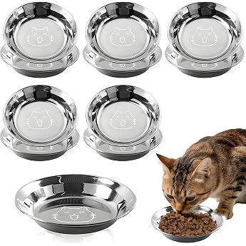 Set of 10 Stainless Steel Cat Bowls Feeding Bowls for Cats Stainless Steel Cat Bowl Cat Bowl Cat Plate Feeding Bowl Cat Bowl for Wet and Dry Food