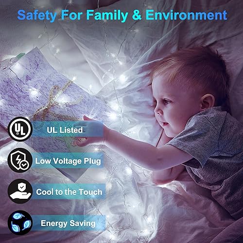 Miniatura 5 de Guirnalda de luces navideñas de 750 LED de exterior, 240 pies, 12 modos, temporizador, brillo regulable, impermeables, para árbol de Navidad, patio,