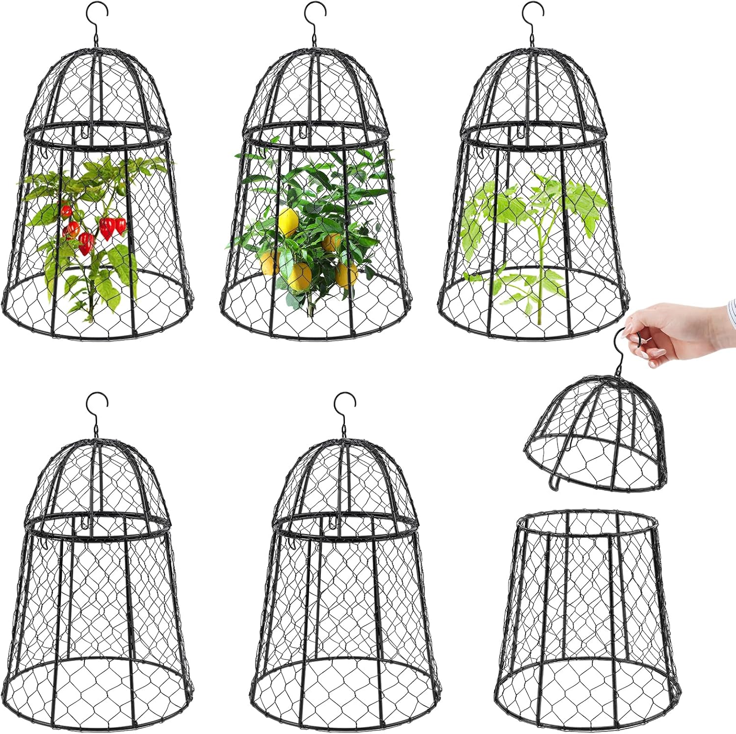 6 Pack Garden Cloches for Plants, Sturdy Plant Protectors from Animals, Chicken Wire Cage for Plants Garden Cages to Keep Bunnies Chicken Squirrels Birds Animals Out