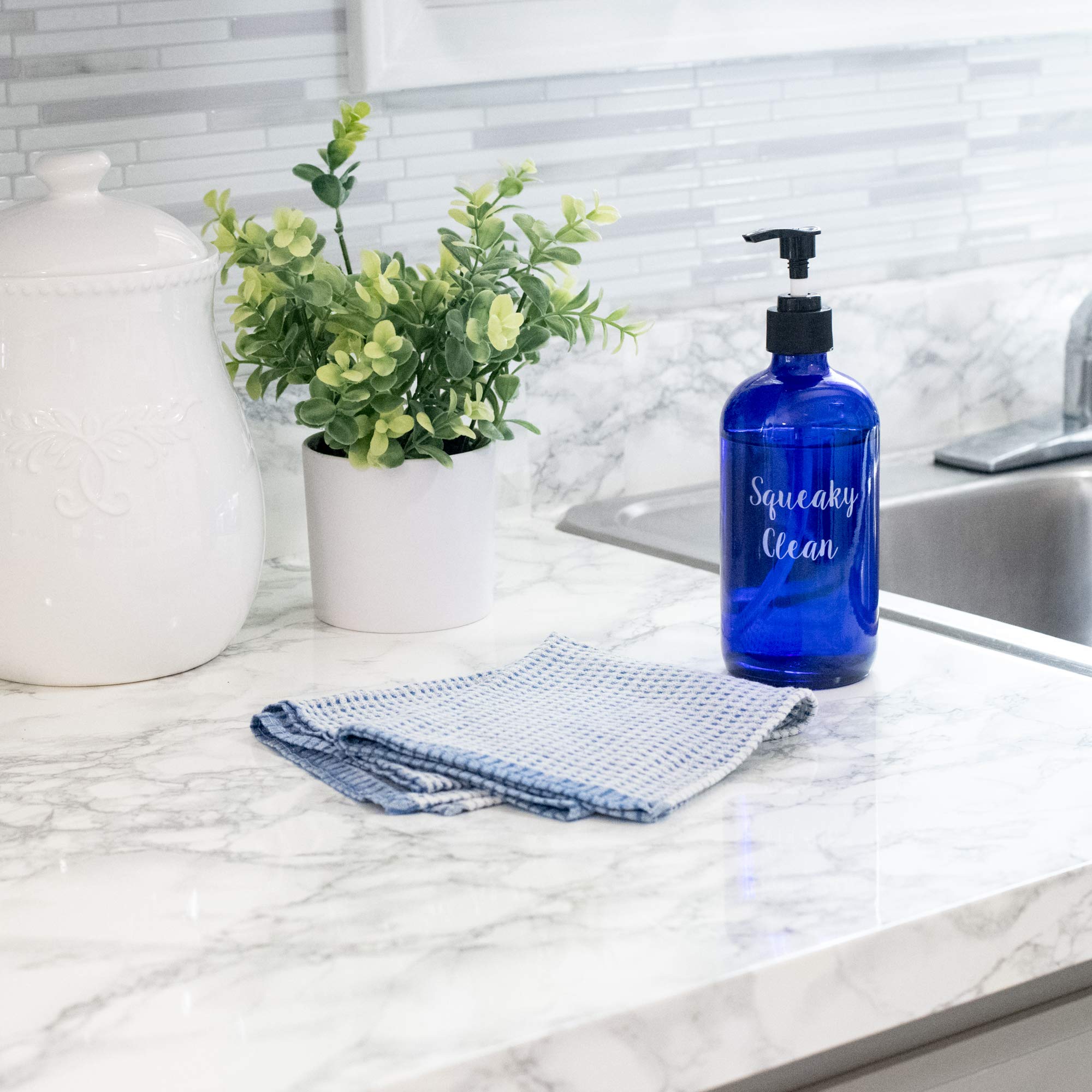 47th & Main Cobalt Glass Dispenser, 16-Ounce, Squeaky Blue