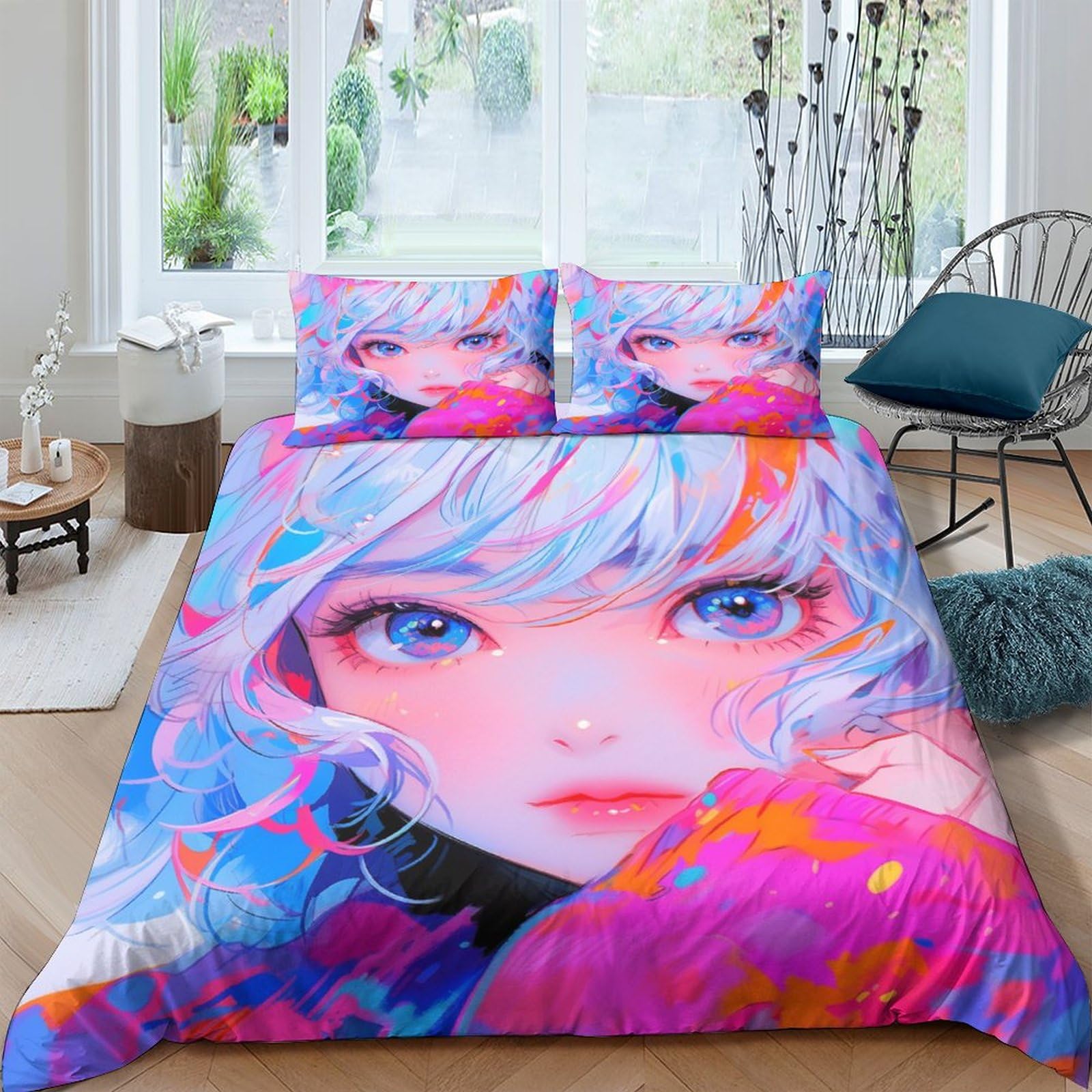 Ensemble de housse de couette colorée parure de lit enfants adultes king 220x240cm