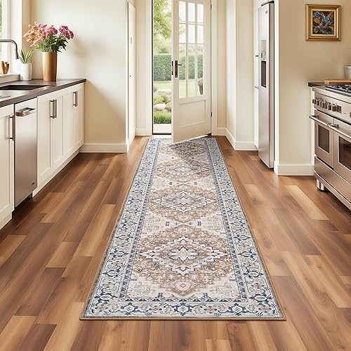 Miniatura 49 de Lofus Alfombras de área de 5 x 7 pies para sala de estar, alfombras lavables para dormitorio, cocina, alfombra bohemia vintage, suave, Vintage Beige